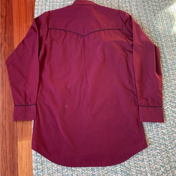 Vintage MWG APPAREL Burgundy With Black Piping Western Shirt Size 14.5” neck - Picture 3 of 8